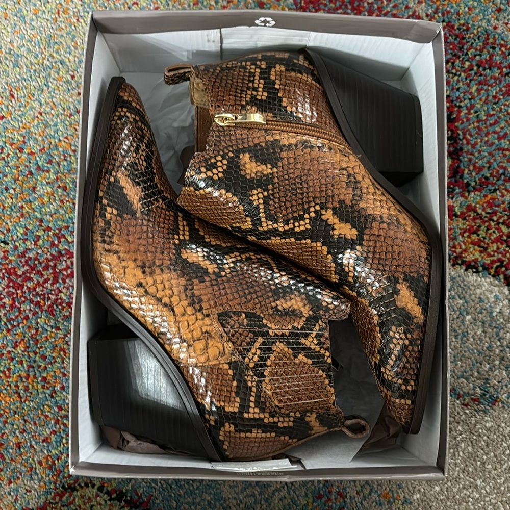 Snakeskin booties